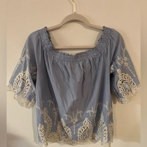 Plus| Off-Shoulder Blue Lace